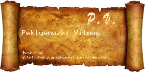 Peklyanszki Vilmos névjegykártya